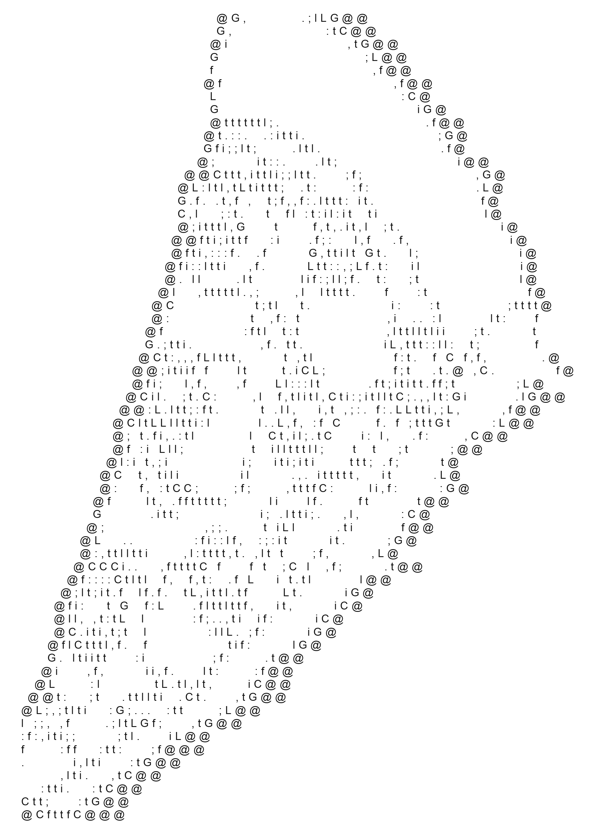 An ASCII drawing of a slice of peperoni pizza made of different letters and punctuation marks